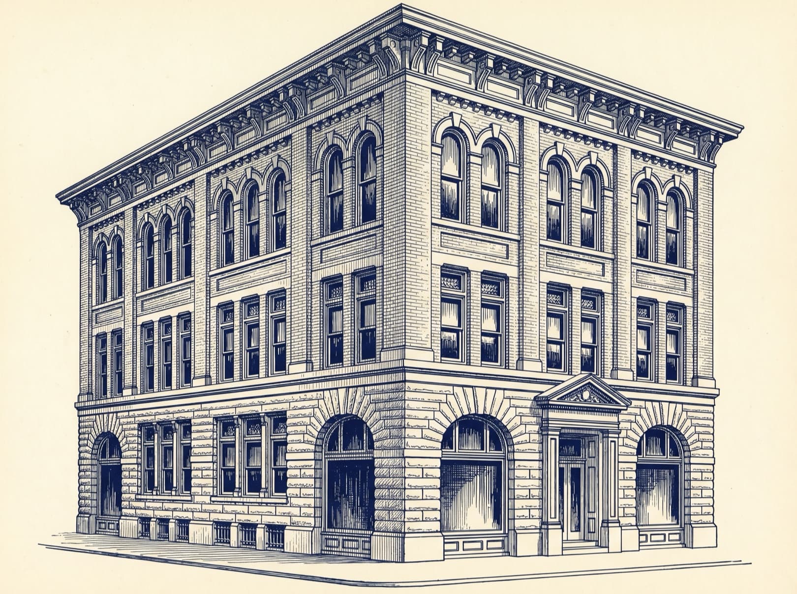 The Columbus Hotel, Cottage & School Streets, period illustration